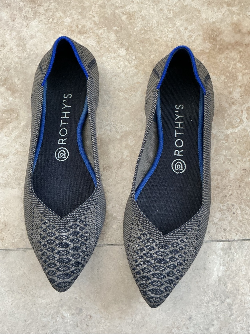 Rothy's The Point Walnut Gray Python Knit Flat Shoes